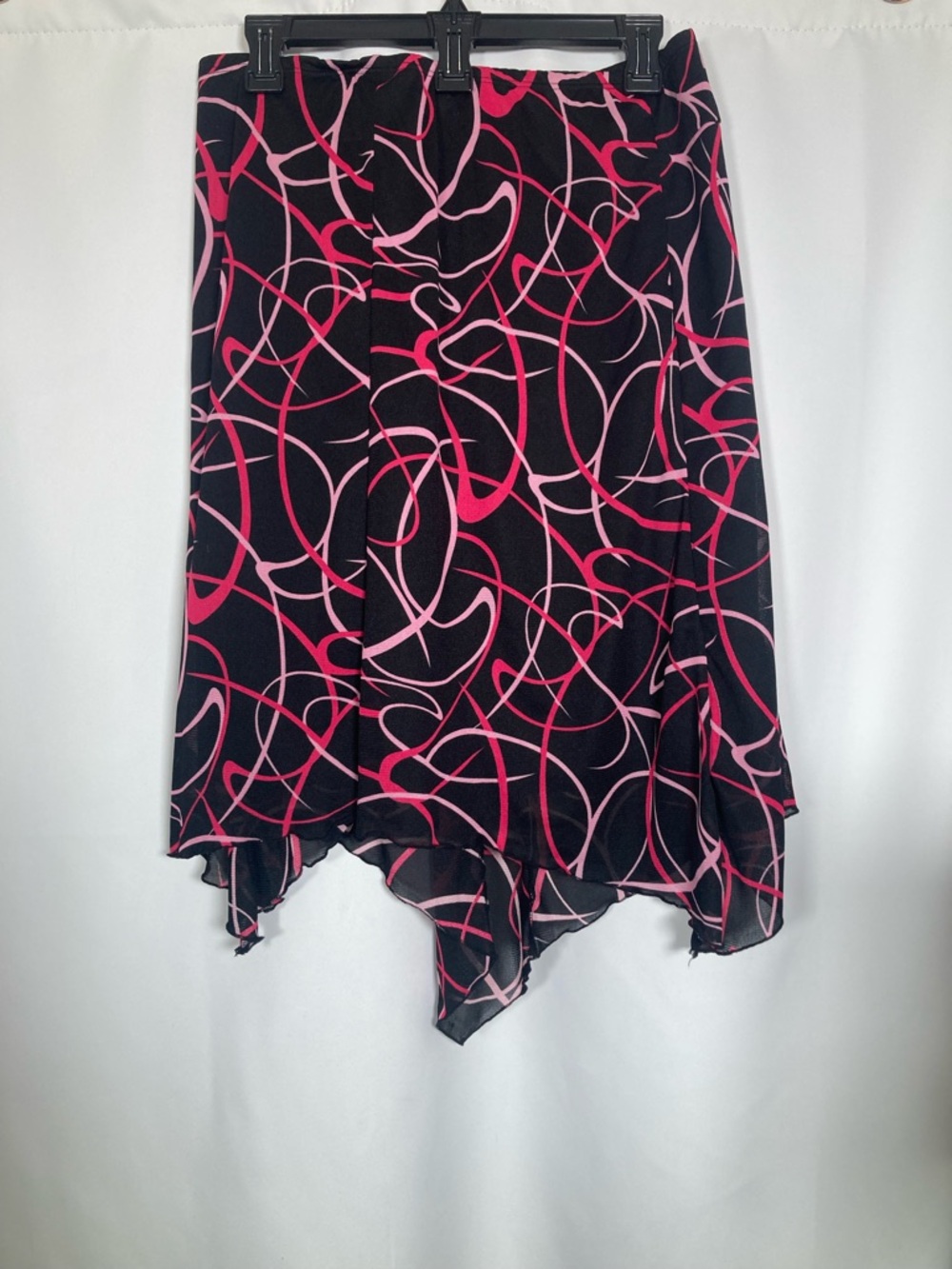 VTG Judy Knapp California Y2K Pink Abstract Swirl Midi Skirt Size L Fairy Grunge - Picture 7 of 10